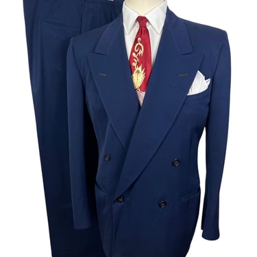 Vintage 1950s VARSITY TOWN CLOTHES Double-Breasted Wool Gabardine 2pc Suit ~ size 39 ~ jacket / drop loop pants ~ Talon Zipper ~ 38 to 40 