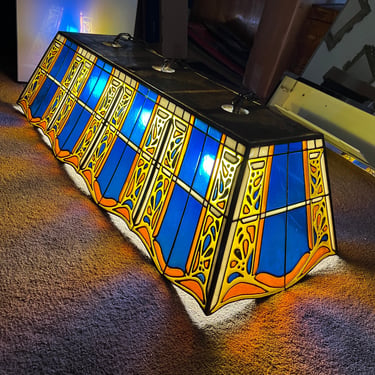 Vintage stained glass pool deals table light