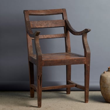 Natural Teak Armchair with Simple Back