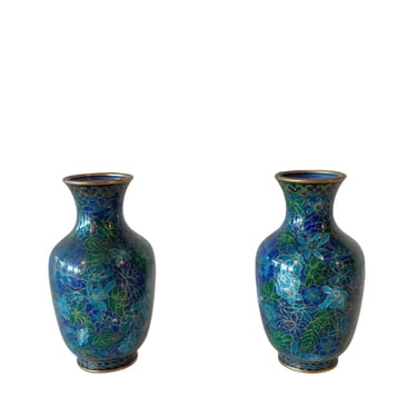 Vintage Glided Floral Vases - Asian Style 