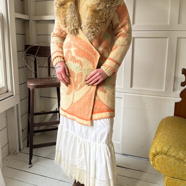 Art Deco Wool Blanket Coat | S-M