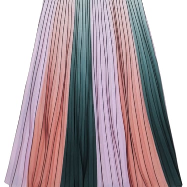 Ted Baker - Pink, Peach & Green Ombre Accordion Pleated Maxi Skirt Sz 8