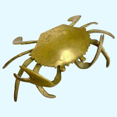 Vintage Ashtray Retro 1960s Mid Century Modern + Crab + Brass Metal + Pincher Holders + Lift up Top + Home Decor + Crab Lover + Decoration 