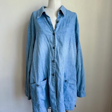 Vintage 1990s Denim Chore Shirt / 2XL 