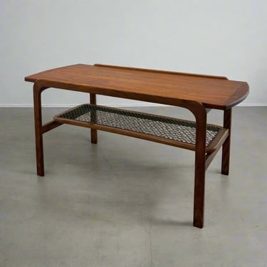 Danish Teak Coffee Table with Vinyl String Lower Shelf - #A1586