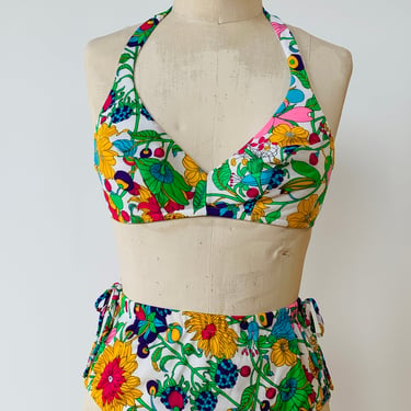 60s Funky Floral Swimsuit, sz. S