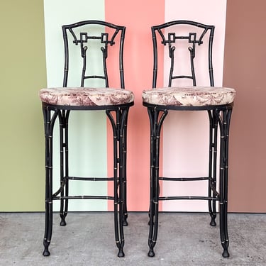 Pair of Faux Bamboo Bar Stools