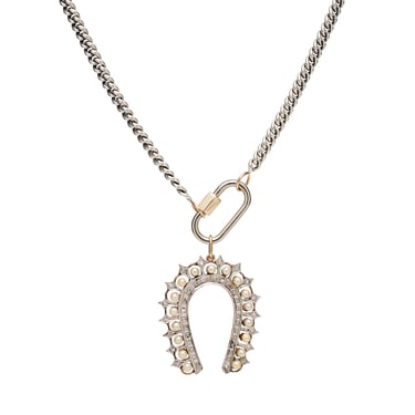 Antique 14k/Platinum Horseshoe w/ Pearls & Diamonds Pendant