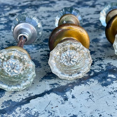 Antique Crystal Doorknobs Brass Interior Bedroom Doorknobs Bathroom Doorknobs Clear Glass Antique Hardware Door Knob Set 12 Point 