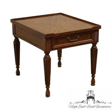 DREXEL FURNITURE Bookmatched Walnut Italian Provincial 22" Accent End Table 