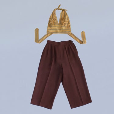 1940s Sportswear Set / Early 40s Culotte Slacks and Halter Top / Sacony Palm Beach 