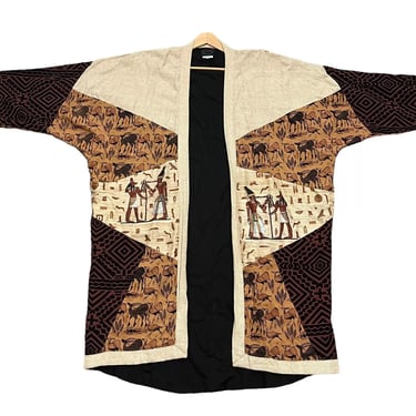 Vintage AS-HRO Egyptian Goddess Patchwork Art Kimono Jacket XL EUC