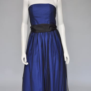 1980s Kathryn Conover sleeveless blue prom party dress XS/S 