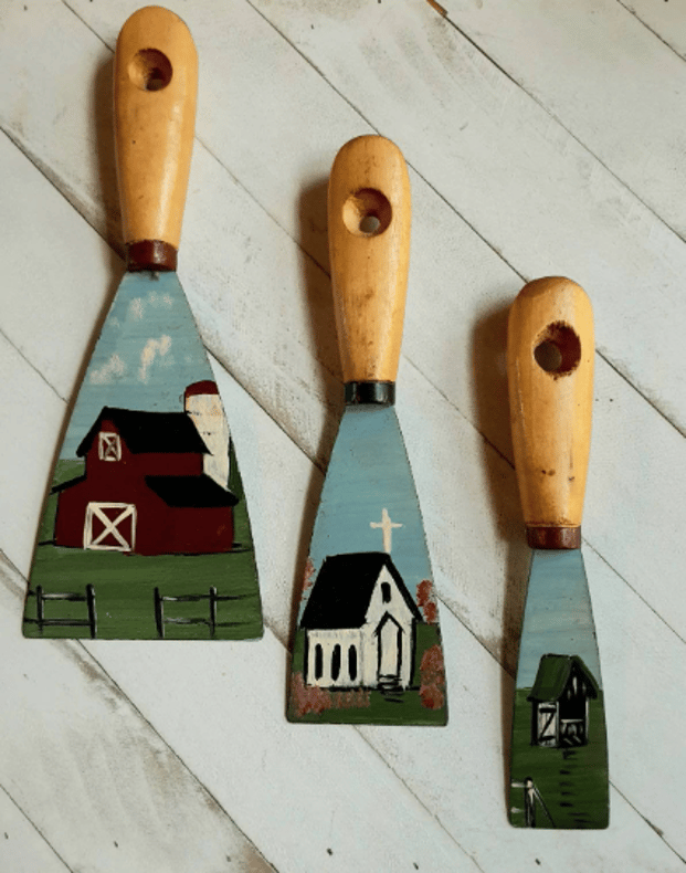 Americana Folk Art Church Scene - Found Objects