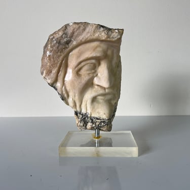 70's Ross Carved Marble Sculpture on Lucite Base 