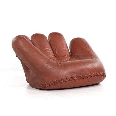 De Pas, Durbino & Lomazzi for Poltronova Mid Century Leather Joe Baseball Glove Chair-1970s - mcm 