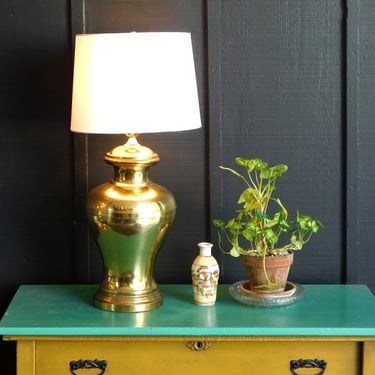 Vintage Brass Table Lamp with new Shade