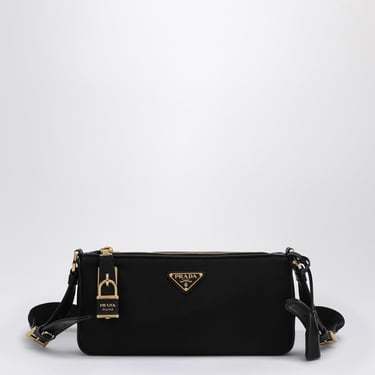 Prada Small Shoulder Bag In Re-Nylon And Black Leather With Lock Women