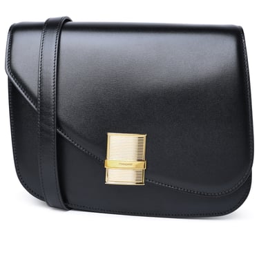 Salvatore Ferragamo Woman Small 'Fiamma' Black Pomellato Calf Leather Bag