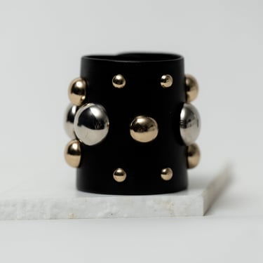 Gold and Silver Studded Leather Cuff