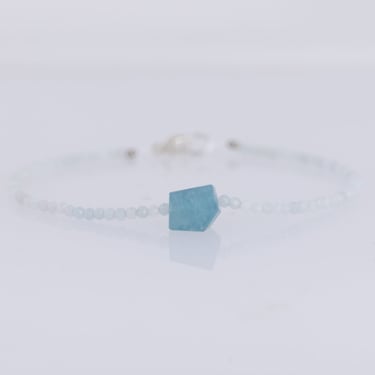 Aquamarine + Aquamarine Beaded Bracelet