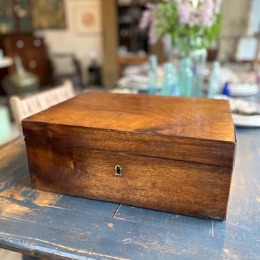 French Wooden Keepsake Box w/ Original Key