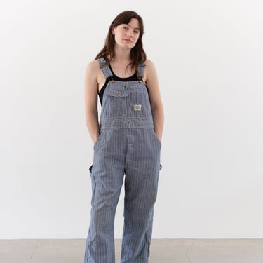 Vintage 70s Madewell Blue Herringbone Denim Overalls | 36 37 waist Jean | USA Made Cotton Sanforized | L | 