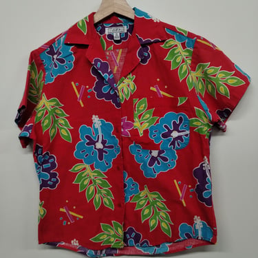 S  90’s EJ's Aloha Floral Shirt S Cotton 1990s 1980s Hawaiian Flower Hawaii Shirt Sleeve Summer Spring 