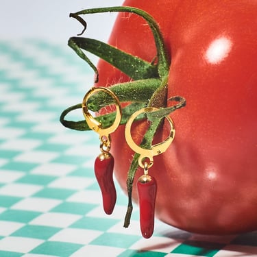 Red Chili Pepper Huggie Earrings