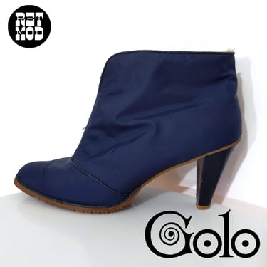 US 7 - Cute Vintage 60s 70s Navy Blue Winter Booties by Golo 