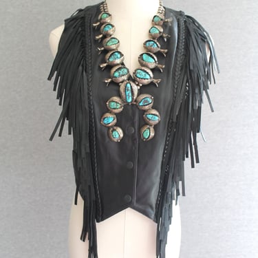 Leather Fringe Vest - Biker Babe - Cowgirl - All Round Bad B - by FMC - Marked size S 