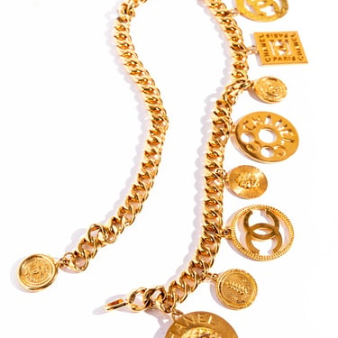 CHANEL Spring 1993 ICONIC Gold Multi Pendant Chain Belt