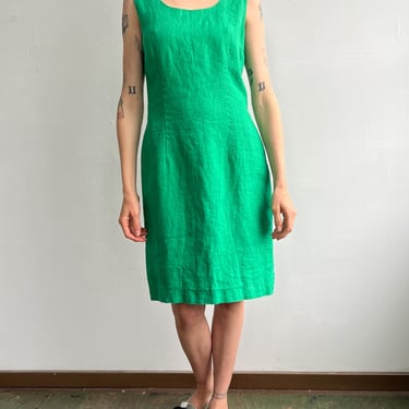 Green Linen Shift Dress (S/M)