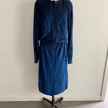 Giorgio Sant Angelo vintage 1990s blue lurex dress-size S/M (size 4) 