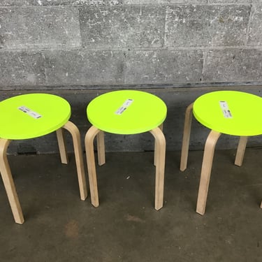 Set of 3 Chartreuse IKEA Stools (Seattle)