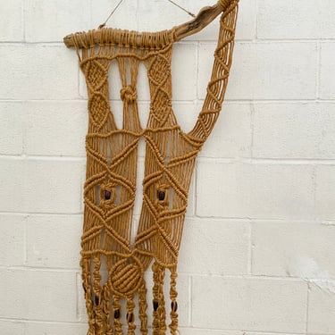 Fiber Macrame Wall Hanging With Driftwood