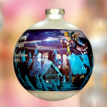 VINTAGE: 1990 - Christmas Santa Ball Ornament - Flying Annual 8th Edition Ornament Holiday Decorations Xmas 
