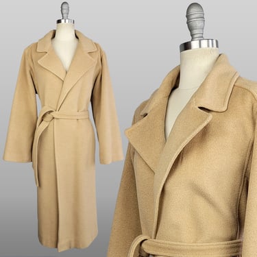 1960s Camel Trench / Camel Hair Coat / Camel Hair Trench Coat / Camel Coat with Belt / 1960s Coat / Camel Wrap Coat / Size Medium Large 