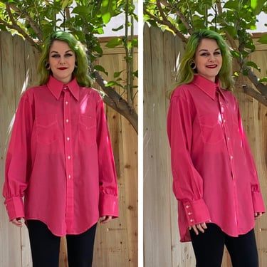 Vintage 1970’s Pink Long Sleeve Button Down Shirt 