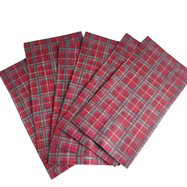 Holiday Plaid Decoupage Banquet Napkins, Set of 6 Christmas Plaid Craft Crepe Paper 3-Ply Paper, Junk Journal Paper 