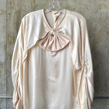 Cream Bow Silk Blouse