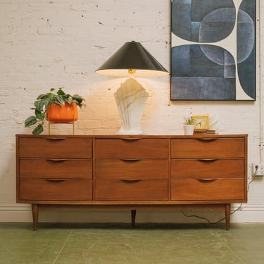 Sleek Mid Century 9 drawer dresser