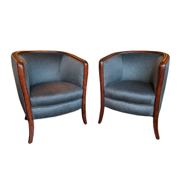 Pair of 1940s Danish Art Deco Walnut Armchairs