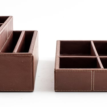 Brown Leather Desk Organizers, 2