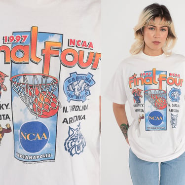 1997 Basketball T-Shirt NCAA Final Four Championships TShirt Arizona Kentucky Wildcats Graphic Tee Indianapolis 1990s Vintage Mens Large L 