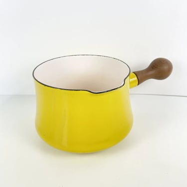 Mid Century Yellow DANSK Kobenstyle JHQ Enamelware Butter Warmer/ Sauce Pot Mcm