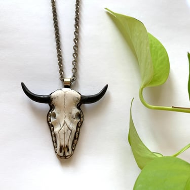 Bone Horn Skull Necklace from Nepal