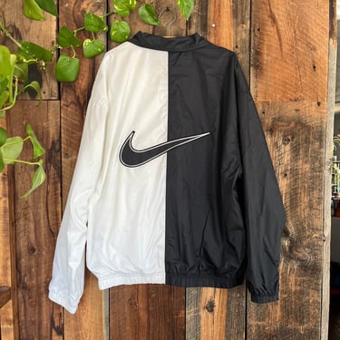 Vintage Late 90s Nike Color Block Black and White Windbreaker Light Jacket Sizs XL 