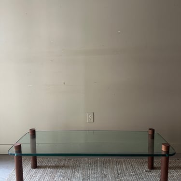 Walnut and glass dining table