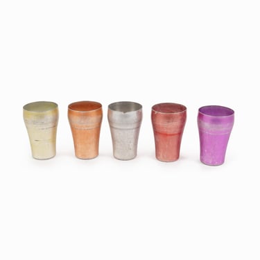 Heller Hostess-Ware Colorama Drinking Glasses Italy Metal Aluminum Colorful Vintage Metalware 